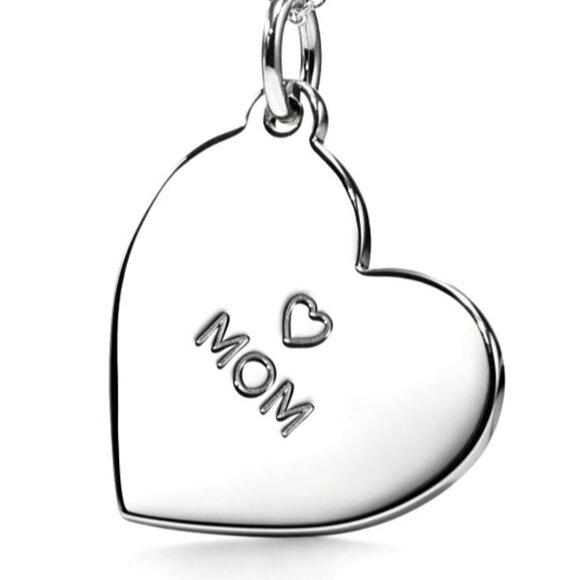 Tiffany & Co 925 Sterling Silver Flexible 2.mmMom Medium Heart Tag Pendant